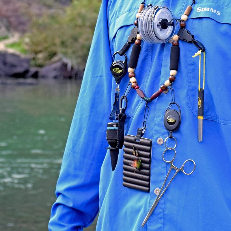sf. Fly Fishing Lanyard Neck unload/Loaded Necklace Adjustable Tool Holder with Foam Neck Strapfor Include Tippet, Plier, Zinger Retractor, Nippers, Hook Sharpener, Fly Patch, Floatant Bottle Holder - Image 5